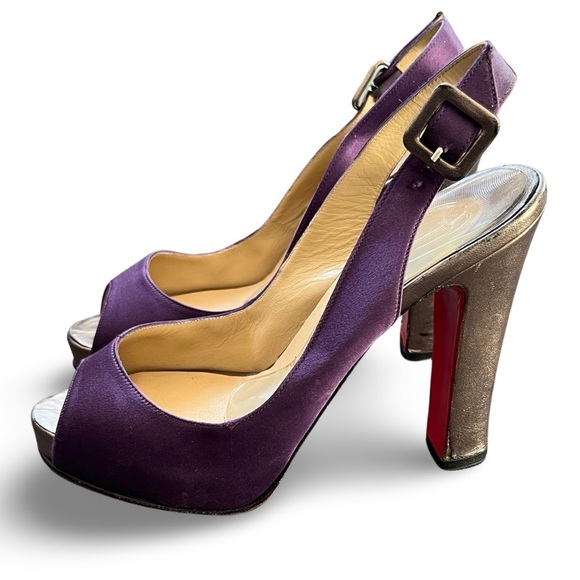 Louboutin Purple Slingback Heels Made in Italy EU 37 - Picture 4 of 10